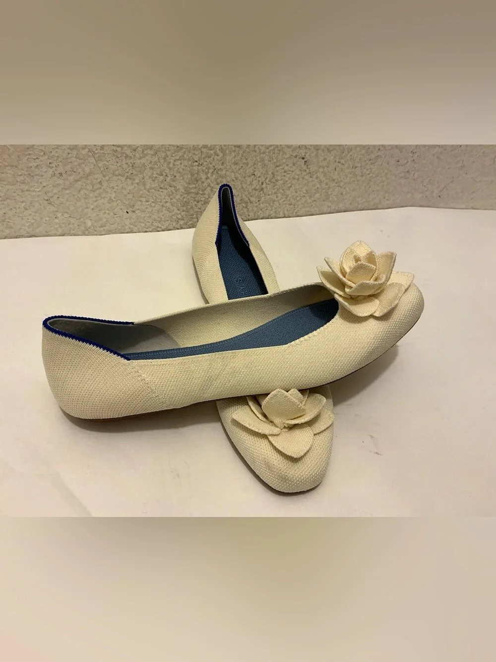 Rothy's the flat Cream Floral Canvas Ballet Flats size 10.5